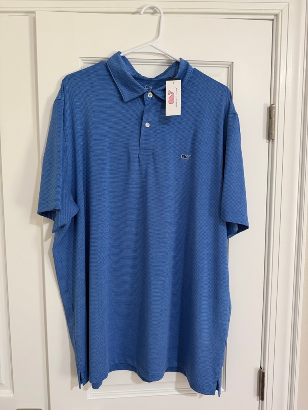 Vineyard Vines Performance Polo Men's Blue & White Striped Shirt | Size XXL
